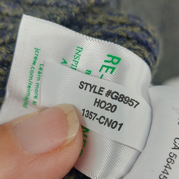 J.Crew Marled cotton raglan-sleeve crewneck sweater Green Black Size Medium - Picture 6 of 7